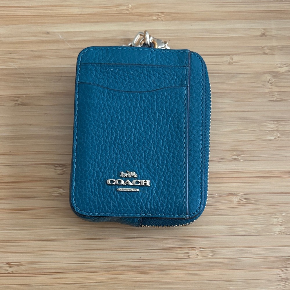Coach Teal Leather Zip Wallet